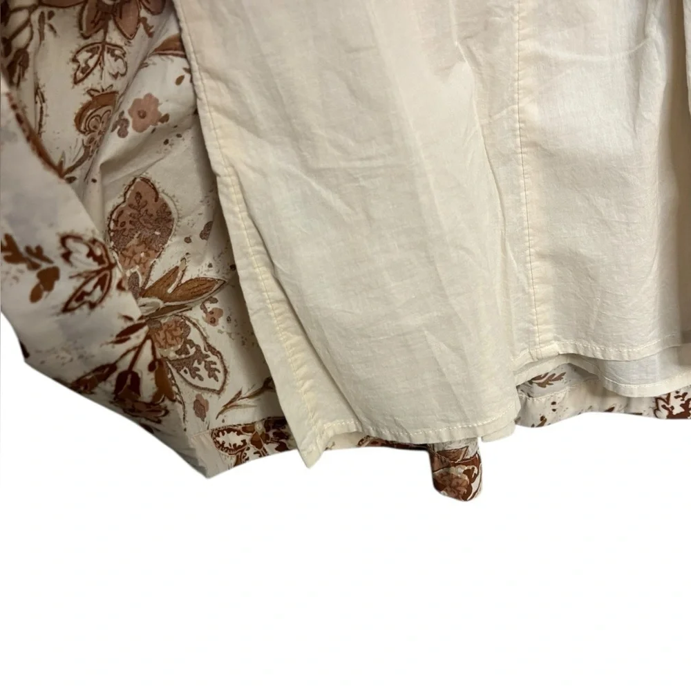 NEW Abercrombie and Fitch Cream Floral Printed Poplin Puff Sleeve Midi Dress XS
